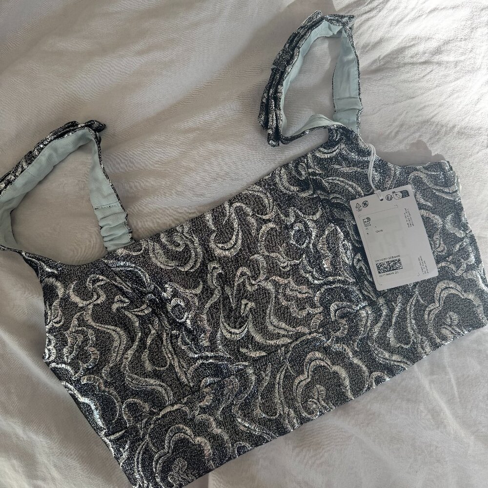 Metallic Jacquard Crop Top